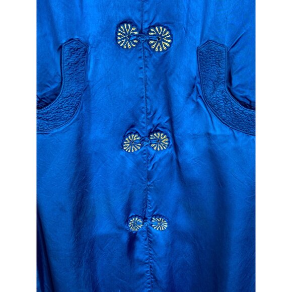 Vtg Silver Lake Duster Opera Coat Asian Style Satin Blue Size M - Picture 8 of 10